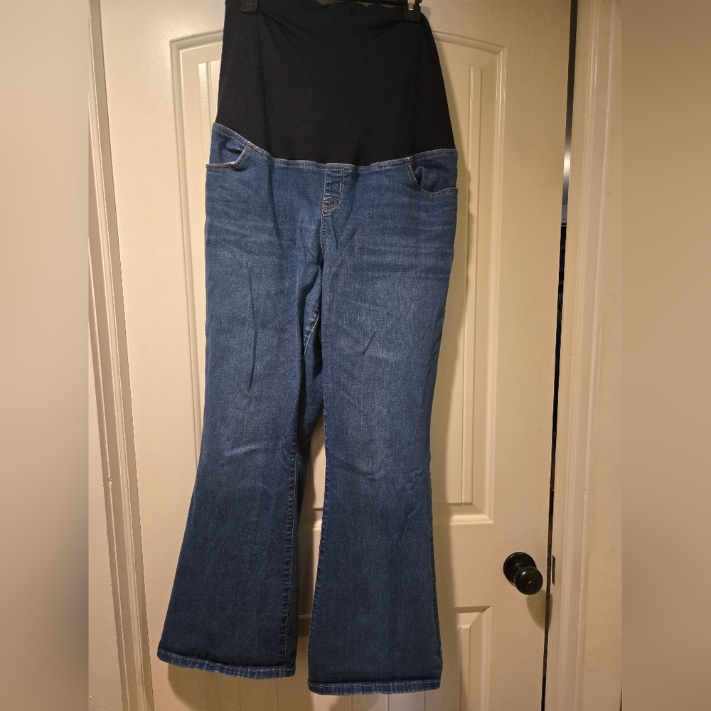 Women's Blue Maternity Jeans, Flare